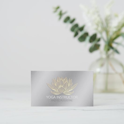 シルバー金ゴールドロータスヨガメディテーション霊気インストラクター 名刺 (スタンド正面)