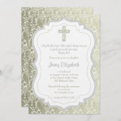 シルバー金ゴールドヴィンテージダマスクのクロス確認 招待状 (正面/裏面)