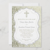 シルバー金ゴールドヴィンテージダマスククロスクリスチャン結婚ズ 招待状 (正面)