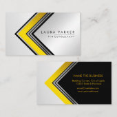 シルバー金ゴールド幾何学金融モダンブラック 名刺 (正面/裏面)