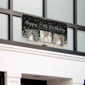 シルバー金ゴールド紙吹雪フォトコラージュ25th誕生日 横断幕 (ビルの外側)