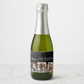 シルバー金ゴールド紙吹雪フォトコラージュ50誕生日 スパークリングワインラベル (正面)