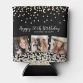 シルバー金ゴールド紙吹雪フォトコラージュ50誕生日 缶クーラー (正面)
