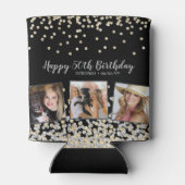 シルバー金ゴールド紙吹雪フォトコラージュ50誕生日 缶クーラー (裏面)