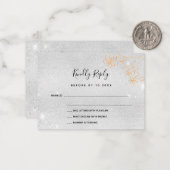 シルバー金ゴールド花結婚式RSVP ノートカード (正面/裏面インサイチュ)