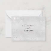 シルバー金ゴールド花結婚式RSVP ノートカード (裏面)