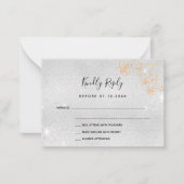 シルバー金ゴールド花結婚式RSVP ノートカード (正面)