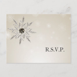 シルバー金ゴールド雪の冬の結婚式rsvpカード インビテーションポストカード