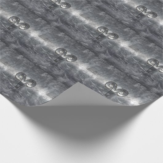 シルバー鋼の〔占星術の〕十二宮図のスタイル ラッピングペーパー (角)