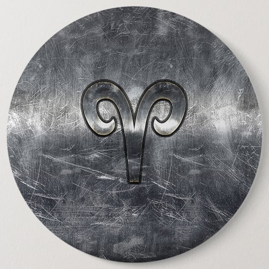 シルバー鋼の〔占星術の〕十二宮図のスタイル 缶バッジ (正面)