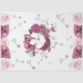 シルバー鍵結婚とフローラのティッシュペーパー 薄葉紙