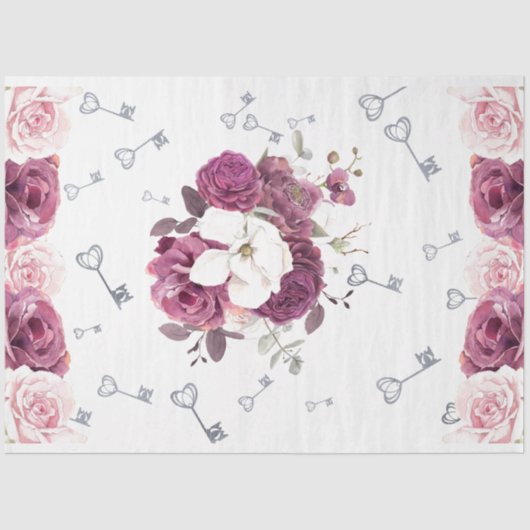 シルバー鍵結婚とフローラのティッシュペーパー 薄葉紙 (正面)