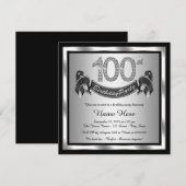 シルバー100歳の誕生日パーティー 招待状 (正面/裏面)
