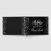 シルバー18thバースデーパーティーグリッター紙吹雪ブラック ゲストブック (全面)