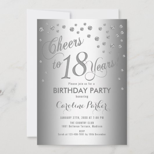 シルバー18thバースデーパーティー 招待状 (正面)