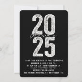 シルバー2025リングや輪インザニューイヤーイブホリデーパーティー 招待状 (正面)