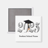 シルバー2025年卒業 マグネット (正面/裏面)