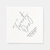 シルバー21歳モダン大人21歳パーティー スタンダードカクテルナプキン (正面)