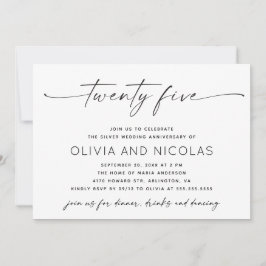 シルバー25モダンth結婚周年記念写真パーティー 招待状
