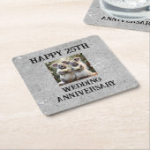 シルバー25伝統的結婚周年記念 スクエアペーパーコースター (アングル)
