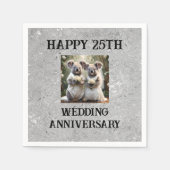 シルバー25伝統的結婚周年記念 スタンダードカクテルナプキン (正面)