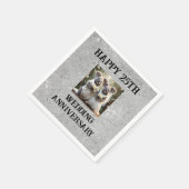 シルバー25伝統的結婚周年記念 スタンダードカクテルナプキン (角)