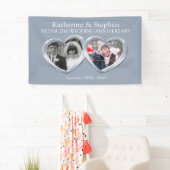 シルバー25周年結婚の2ハート写真 横断幕 (インサイチュ)