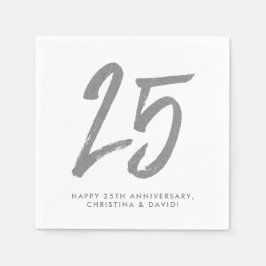 シルバー25周年記念パーティー パーソナライズされた スタンダードカクテルナプキン