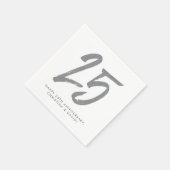 シルバー25周年記念パーティー パーソナライズされた スタンダードカクテルナプキン (角)