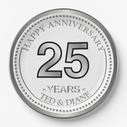 シルバー25周年記念紙プレート ペーパープレート (正面)