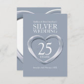 シルバー25周年記念結婚ハート返信カード 出欠カード (正面/裏面)