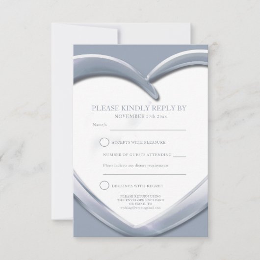 シルバー25周年記念結婚ハート返信カード 出欠カード (正面)