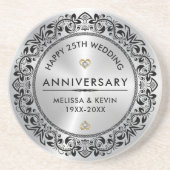 シルバー25周年記念結婚贈り物ブラックスワール コースター (正面)