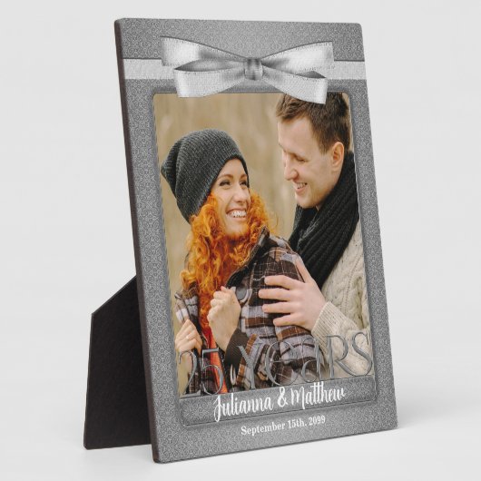 シルバー25周年記念結婚8x10写真 フォトプラーク (側面)