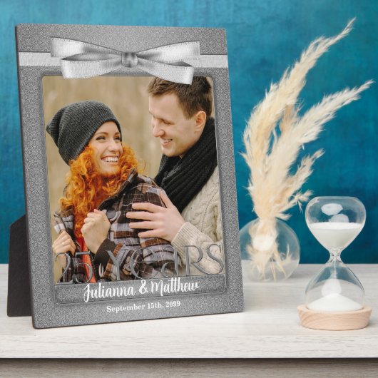 シルバー25周年記念結婚8x10写真 フォトプラーク (側面)