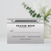 シルバー25周年記念結婚RSVPカード 出欠カード (スタンド正面)