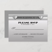 シルバー25周年記念結婚RSVPカード 出欠カード (正面/裏面)
