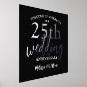 シルバー25結婚周年記念ウェルカムサイン 箔ポスター (レイダウン)