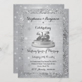 シルバー25結婚周年記念グリッターエレガントイン 招待状 (正面/裏面)