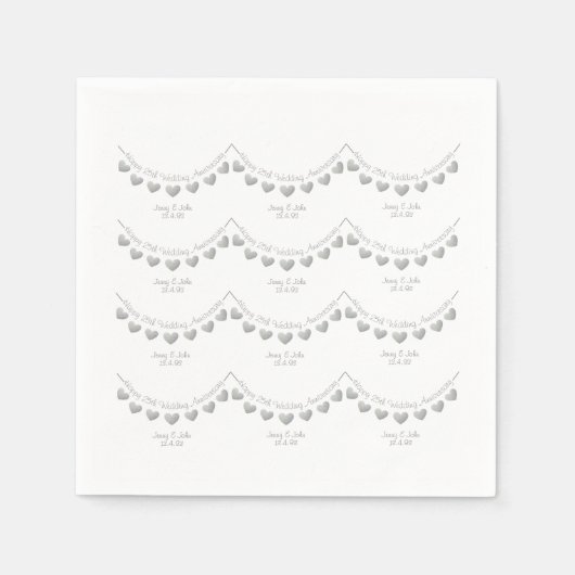 シルバー25結婚周年記念ナプキン スタンダードカクテルナプキン (正面)