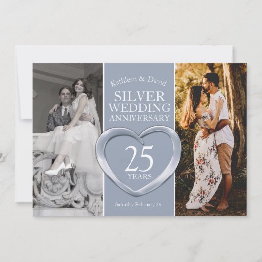 シルバー25結婚周年記念ハートパーティー 招待状 (正面)