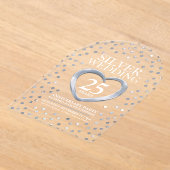 シルバー25結婚周年記念ハート アクリル招待状 (レイダウン)