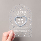 シルバー25結婚周年記念ハート アクリル招待状 (インサイチュ (ポータブル))