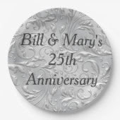 シルバー25結婚周年記念パーティー紙プレート ペーパープレート (正面)