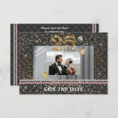 シルバー25結婚周年記念ブラック真珠 招待状 (正面/裏面)