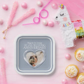 シルバー25結婚周年記念写真ハート広場 ペーパープレート (パーティー)