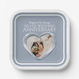 シルバー25結婚周年記念写真ハート広場 ペーパープレート