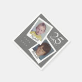シルバー25結婚周年記念写真 スタンダードカクテルナプキン (角)