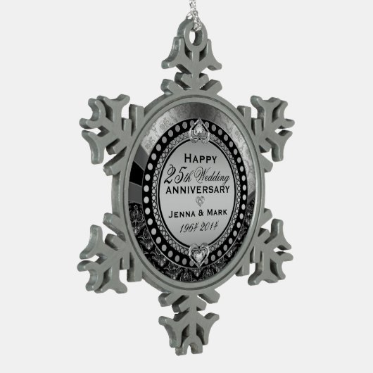 シルバー25結婚周年記念 スノーフレークピューターオーナメント (左)