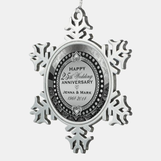 シルバー25結婚周年記念 スノーフレークピューターオーナメント (右)